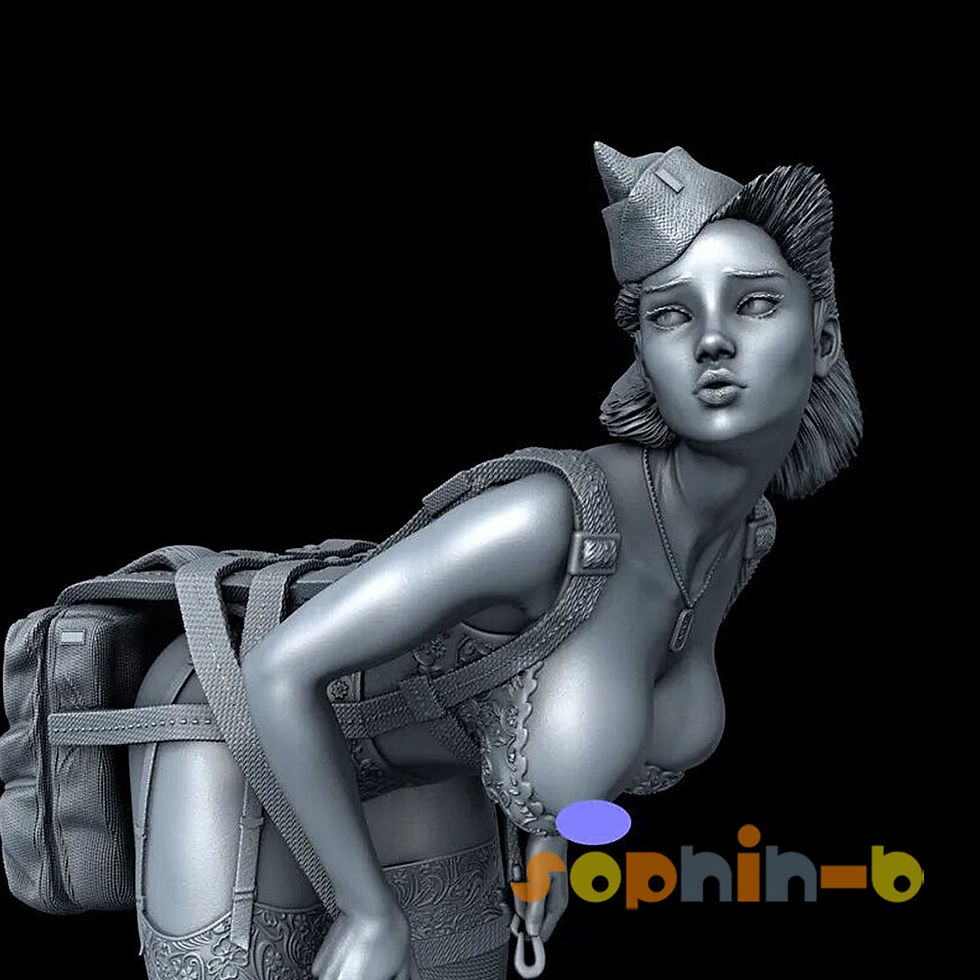 Thumbnail: WW2 Parachute Lady Resin Model Kit Unpainted 3d Printed GK Statue Figure