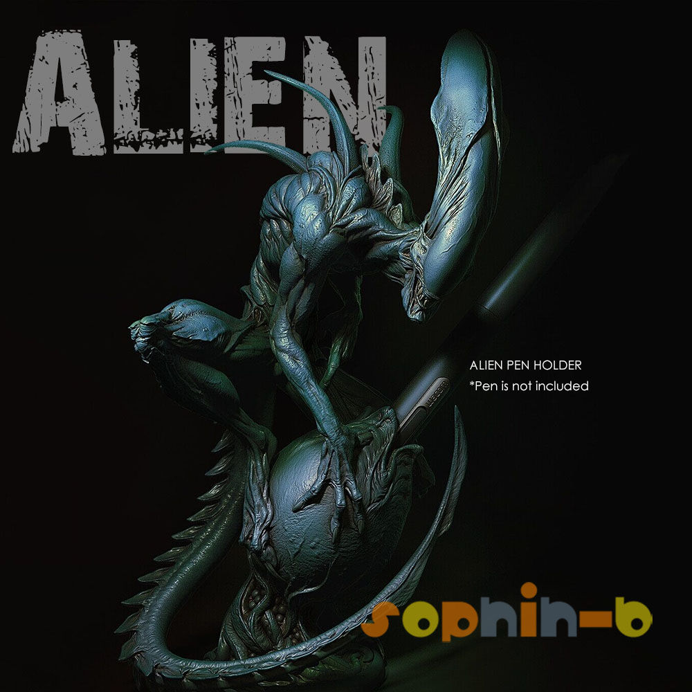 Alien Pen Holder Resin 1:4 Scale Model Kit Unpainted 3d Print GK Statue Figure