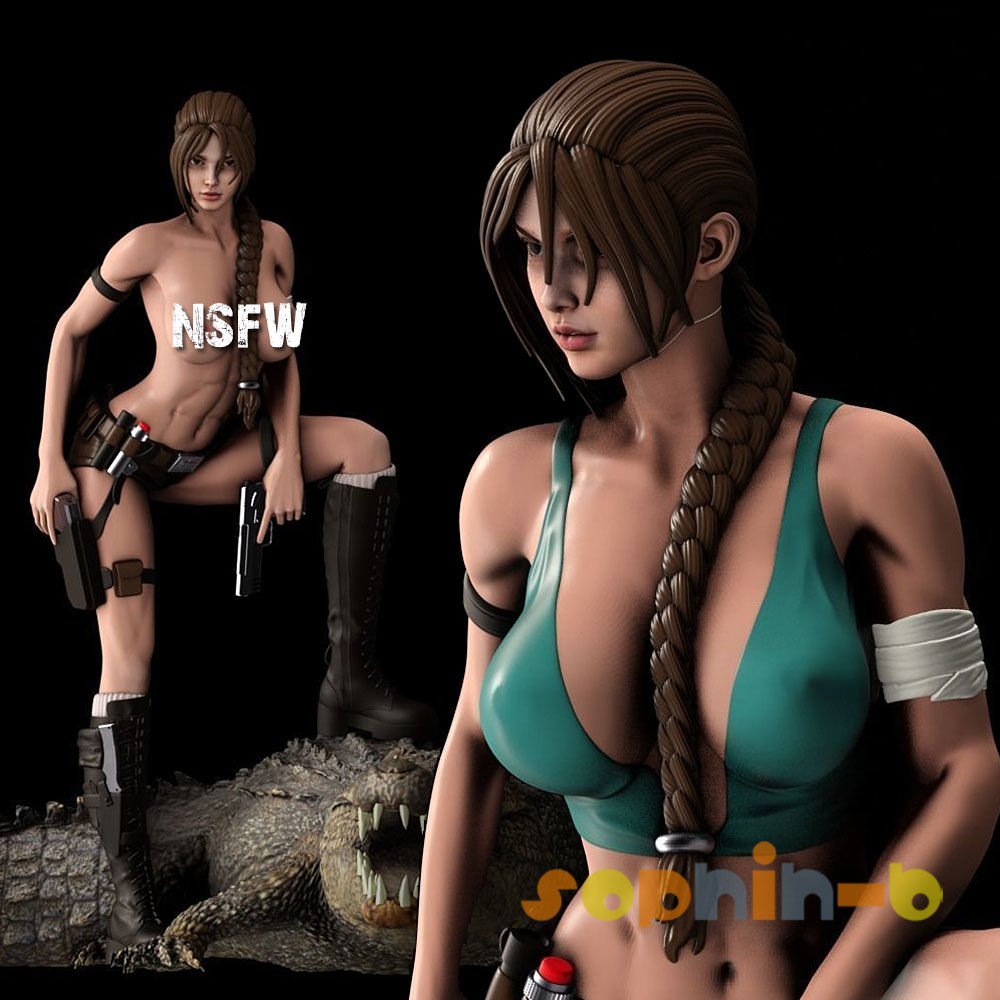 Lara Croft NSFW on Crocodile 1:4 Model Kit Unpainted 3d Print Statue Figure