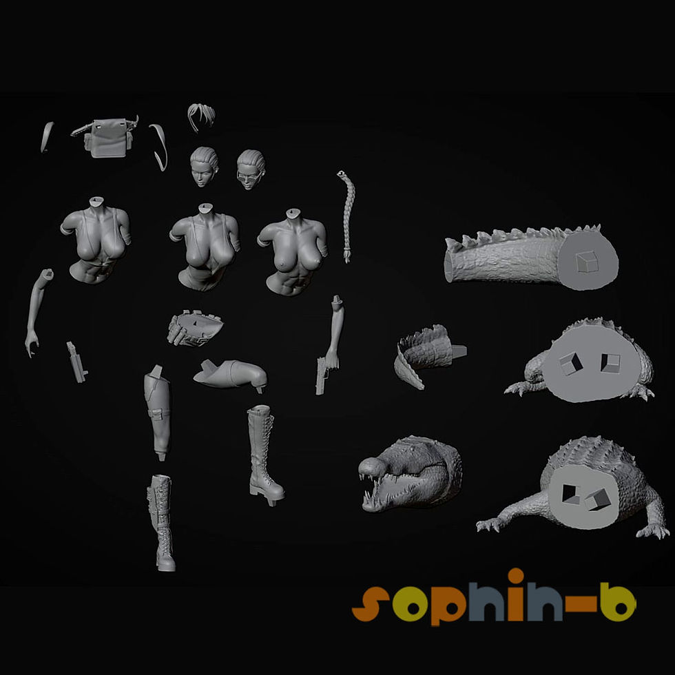 Thumbnail: Lara Croft NSFW on Crocodile 1:4 Model Kit Unpainted 3d Print Statue Figure