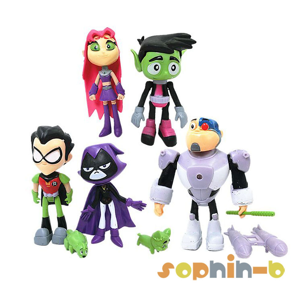 Thumbnail: 7Pcs Teen Titans Go Robin Cybrg Beast Boy Raven Starfire 5" Action Figure Batman