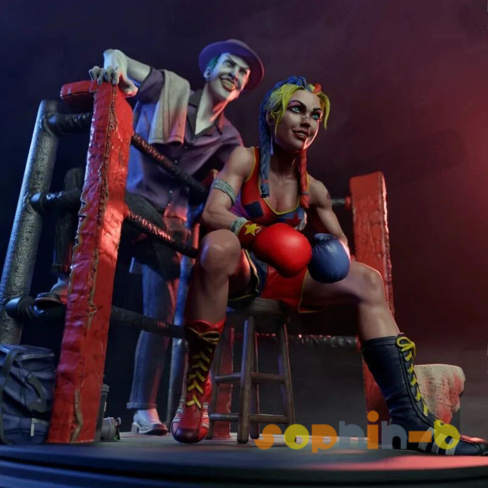 Harley Joker Boxing Stage Resin Model Unpainted 3d Printed GK Statue Figure