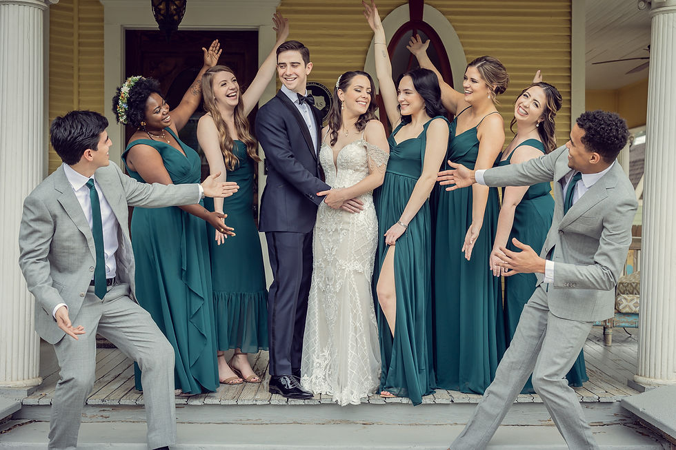 A bridal party having fun