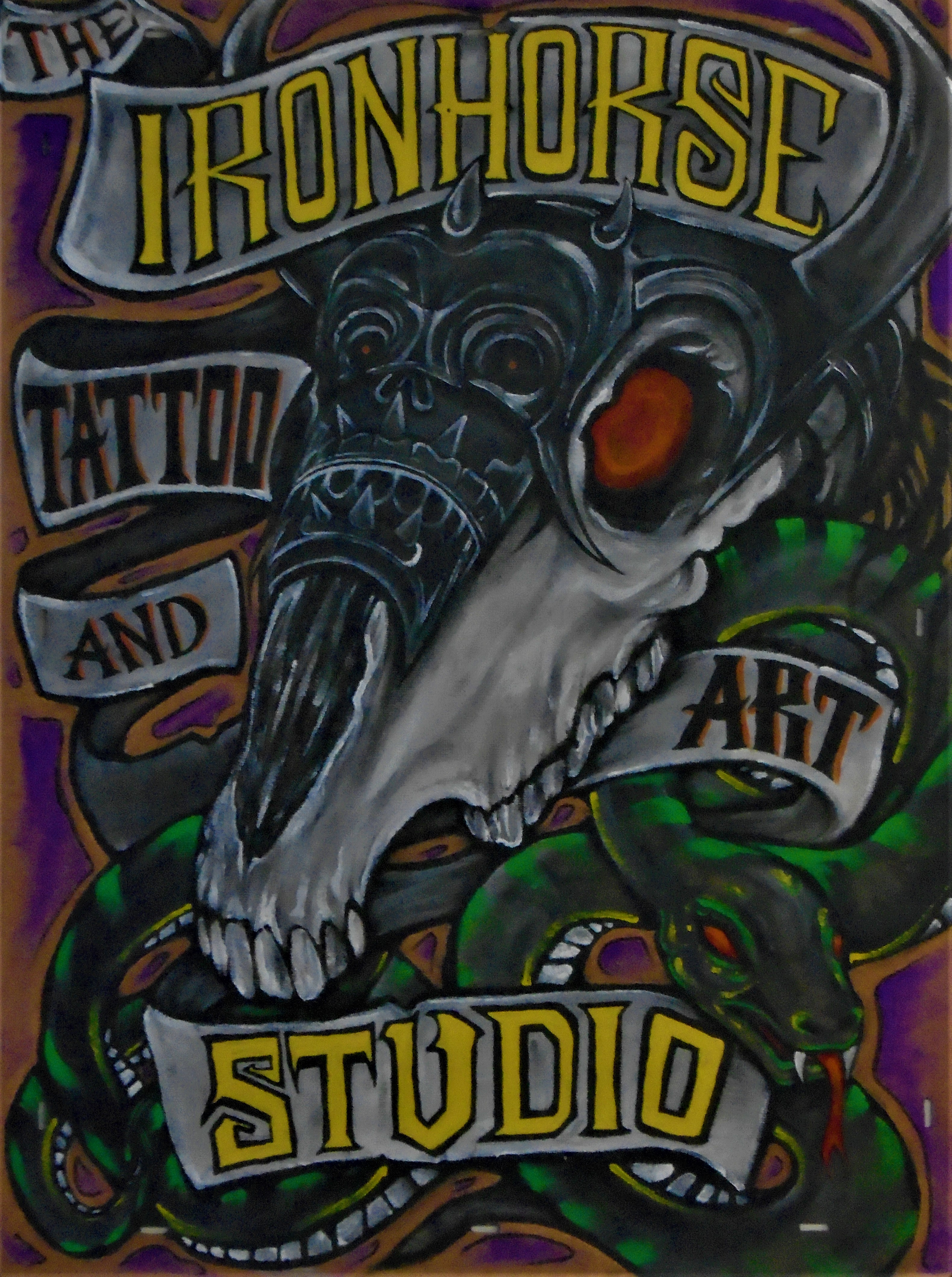 IRONHORSE Tattoo and Art Studio sign