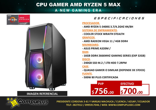 Ryzen 3400g Especificaciones PC Racing Ofimática AMD Ryzen 3400G