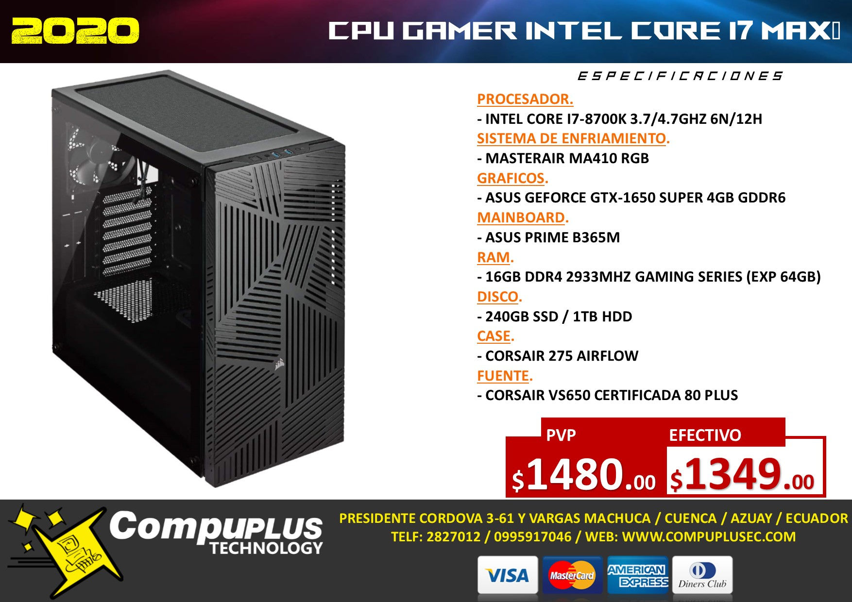 CPU GAMER INTEL I7 MAX+
