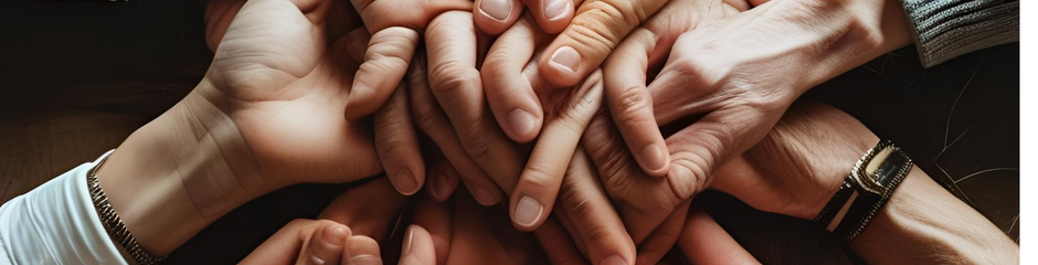People's hands joined together