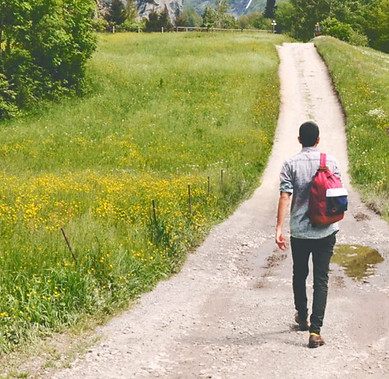 Person walking alone on a path