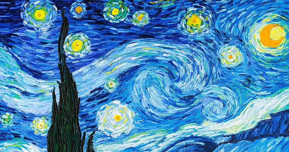 Vincent van Gogh's "Starry Night"Painted in June 1889, "Starry Night" showcases van Gogh's genius with a swirling sky, vivid colors, and dynamic brushstrokes, contrasting a serene village with an expressive sky.
