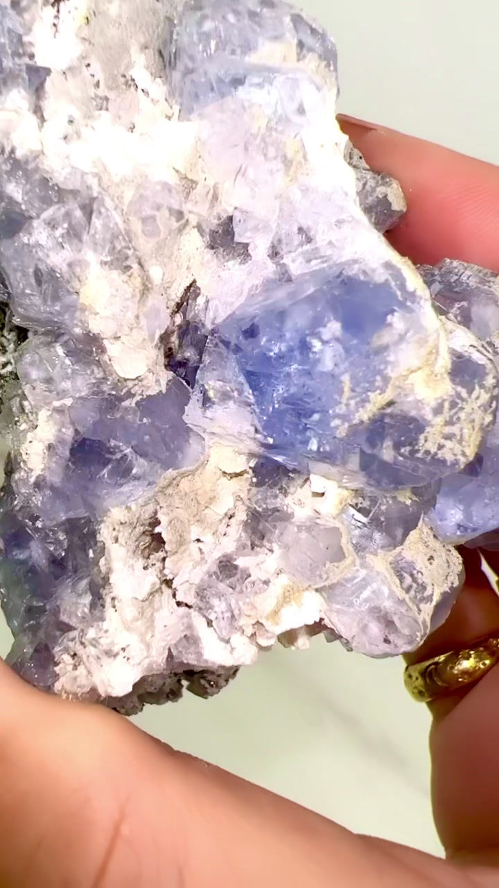 Thumbnail: RARE Blue Fluorite with Pyrite