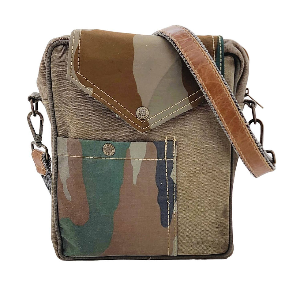 Thumbnail: Recycled Military Tent Crossbody with Camouflage