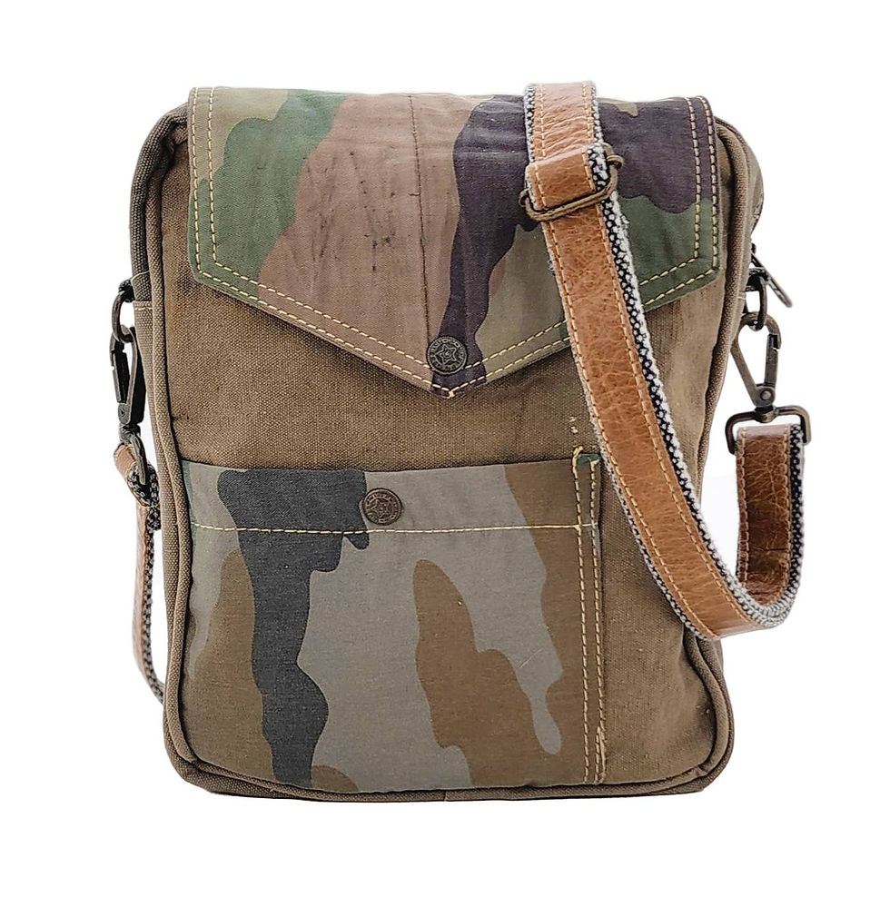 Thumbnail: Recycled Military Tent Crossbody with Camouflage