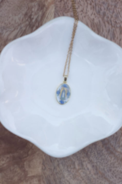 Dainty Mother Mary in Blue Necklace