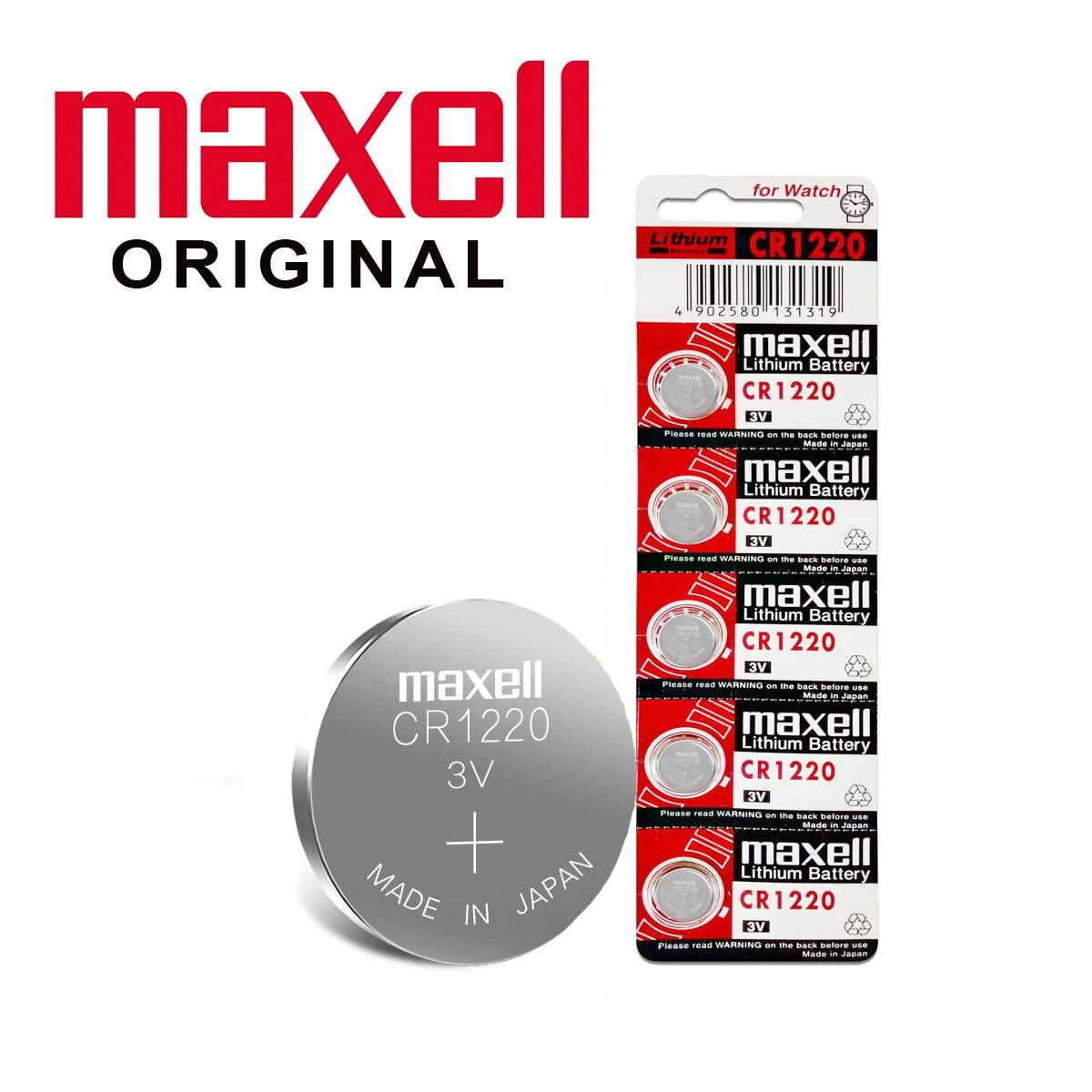 5 Pilas De Boton CR1220 MAXELL 3v P/controles, Relojes, Alarma