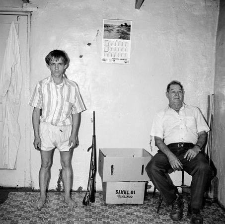 Prospectors inside house, Western Transvaal 1987