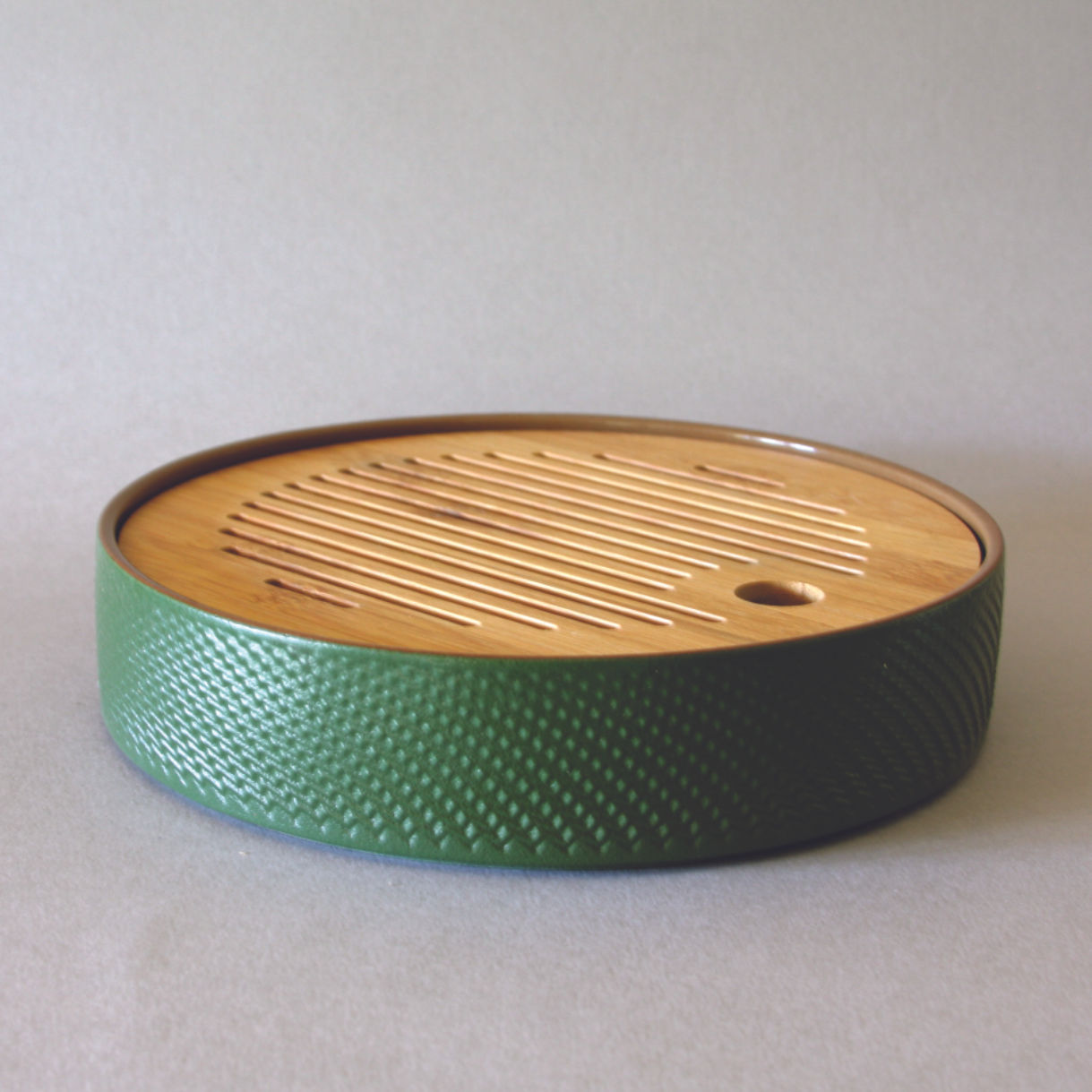 Circle Tea Boat, Ceramic & Bamboo, Green (M)