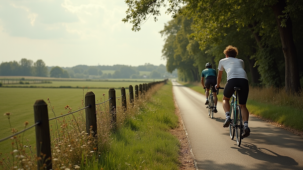 Eye-level view of a historic cycling route alongside the beautiful landscapes of York.