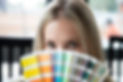 Kesha Lien with a Pantone swatch book