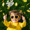 A Happy boy in Grass with Money