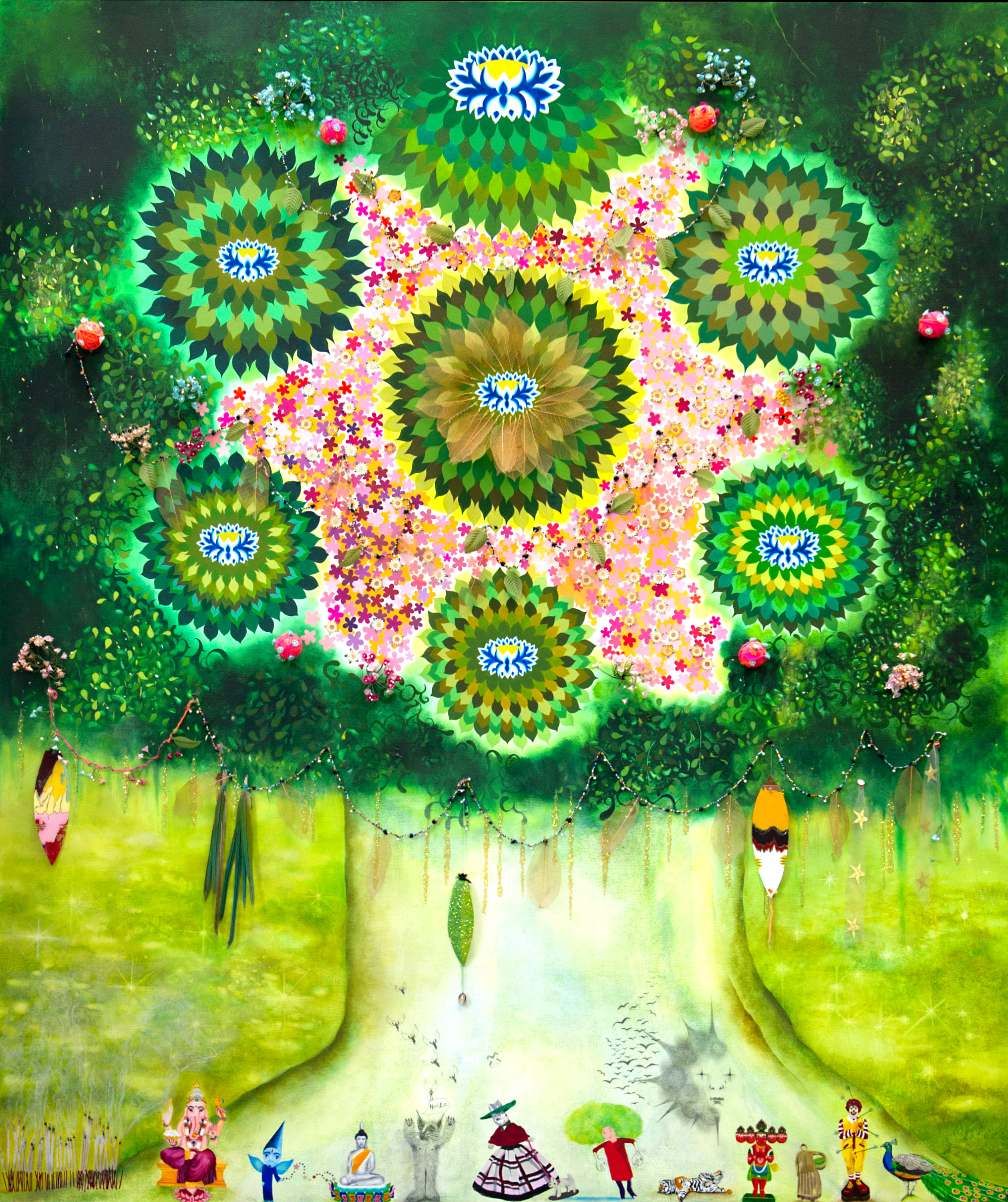Wishfulfilling Tree With Auspicious Offerings