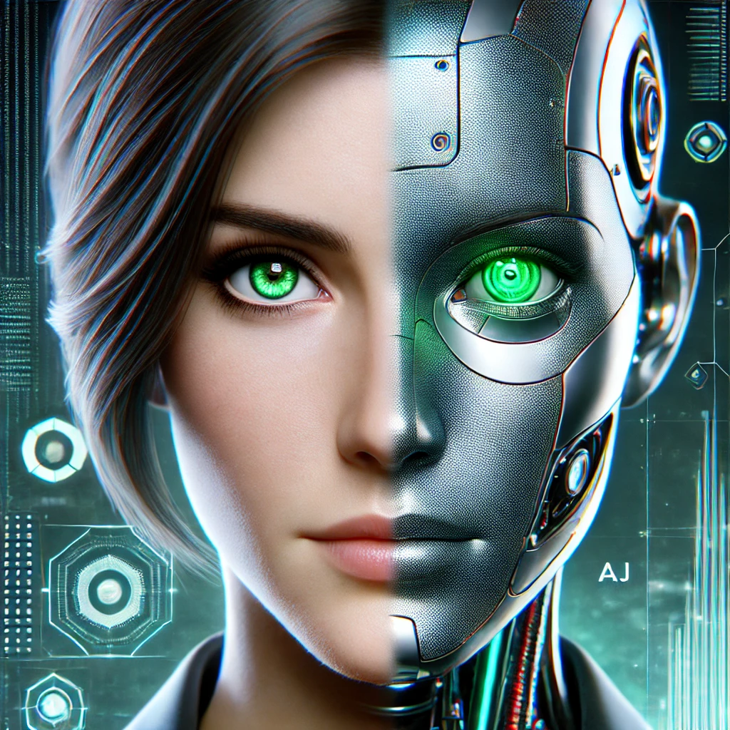 DALL·E 2025-03-20 08.27.12 - A futuristic digital avatar of Irène Adler, depicted as a hyb