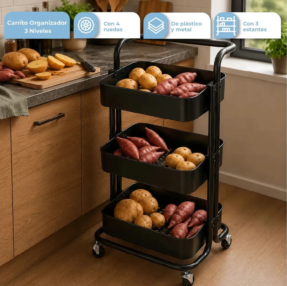 Miniatura: Carrito Organizador 3 Niveles Dakota Multiuso Estantería Con Ruedas