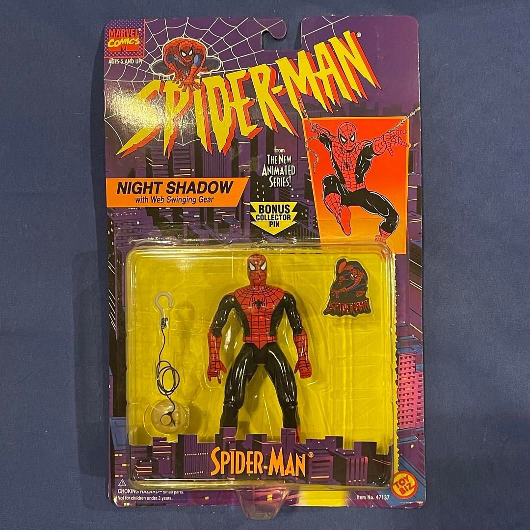 1995 NEW Spider-Man Animated Series Night Shadow Action Figure #T92
