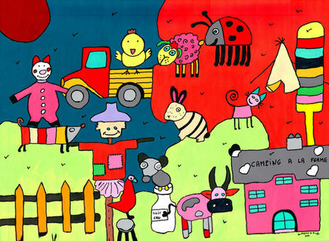 Peintures colorée la Peigneuse de Girafes