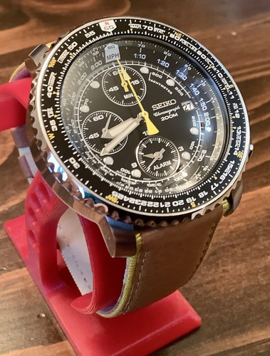 Seiko Chronograph Seiko Sna411 Leather Strap Senator Bracelet