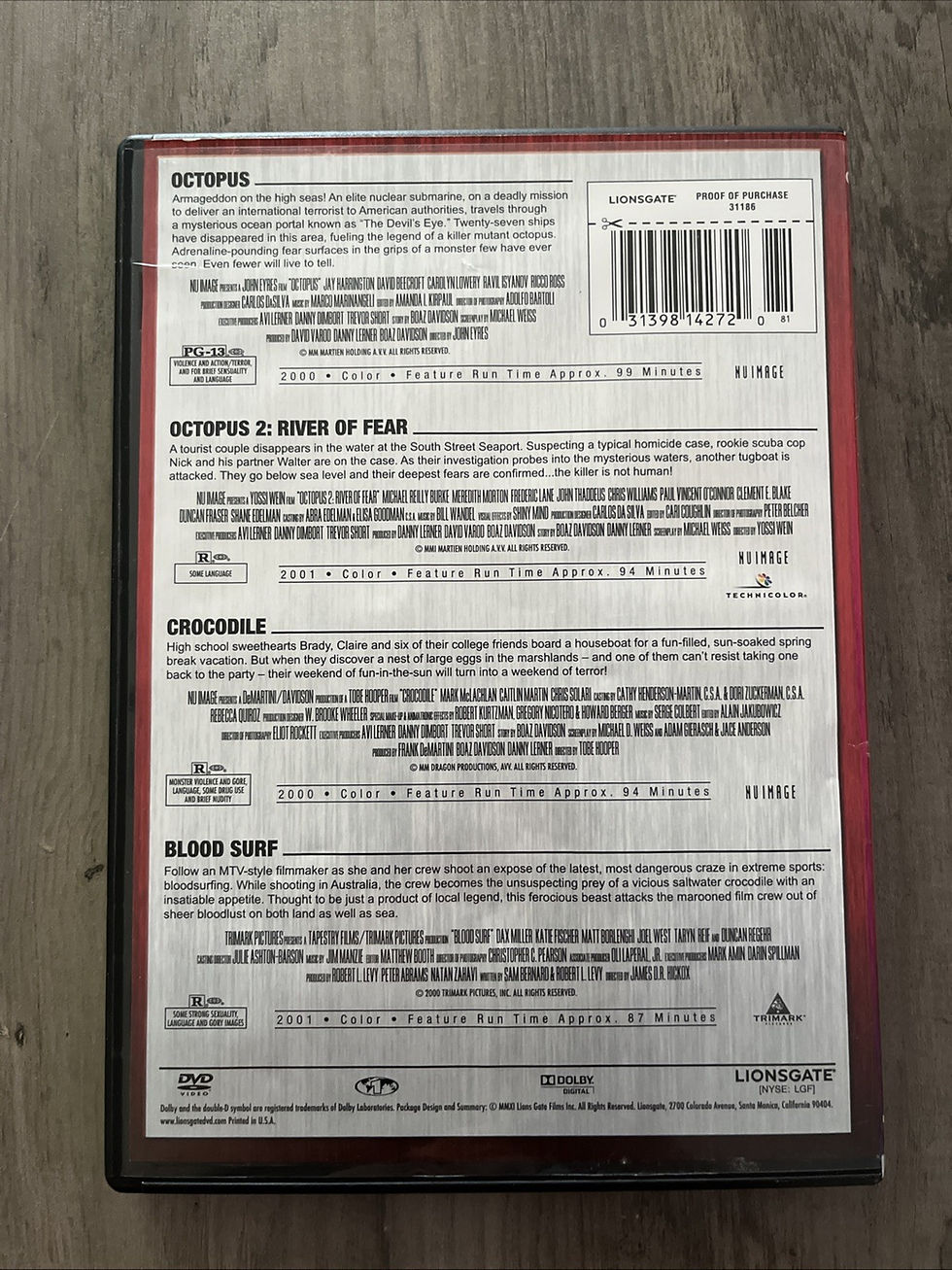 Thumbnail: Octopus/Octopus 2/Crocodile/Blood Surf , (4 Movies On 3 DVDs)