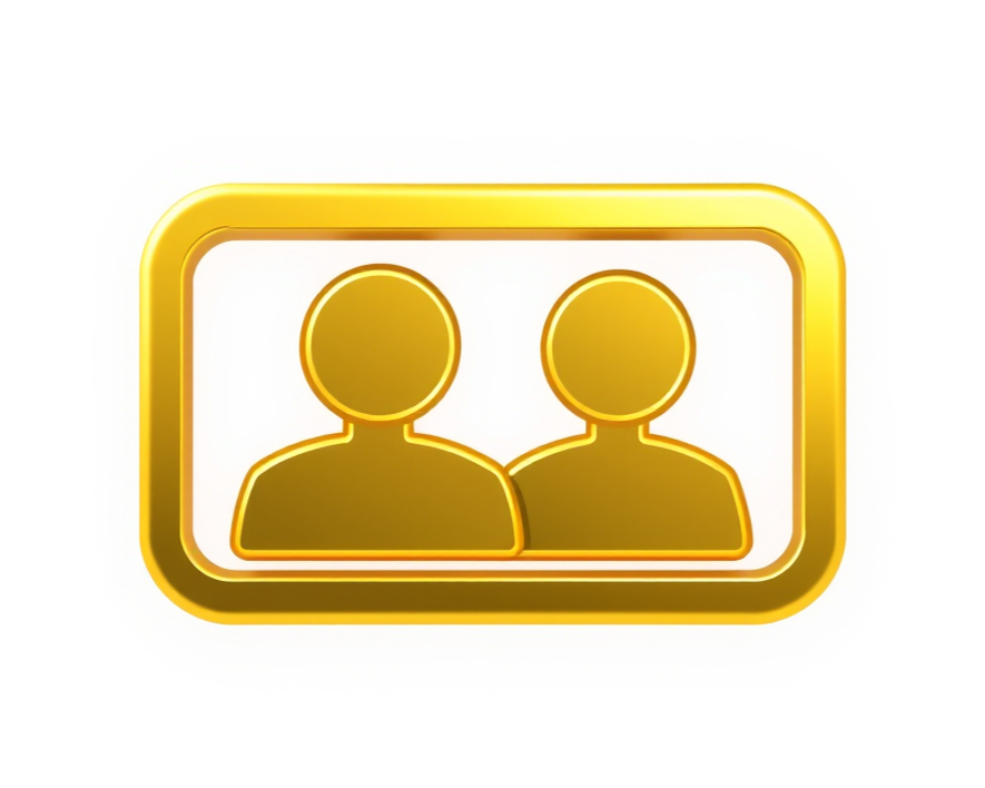 gold (#D4AF37 - hex code) icon that represents clients with transparent background and no