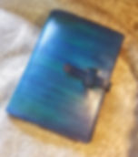 Hand stitched pocket journal natural veg tanned leather hand made shetland leather