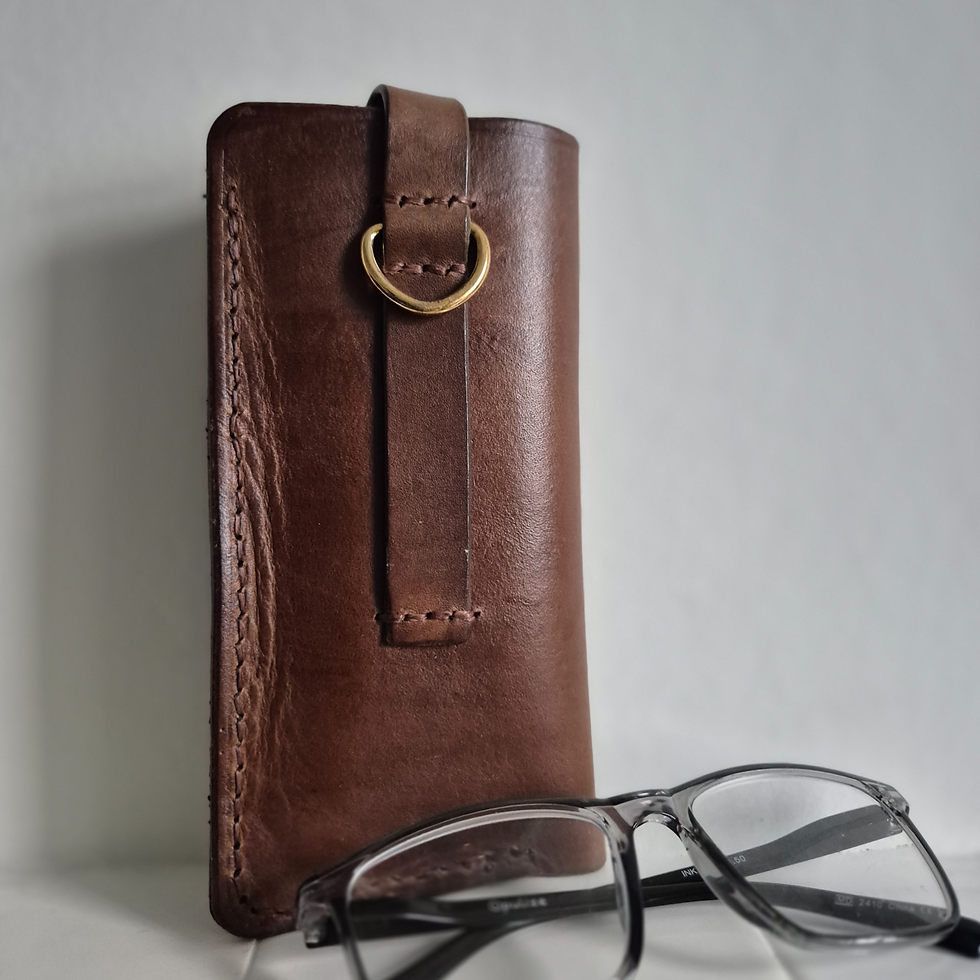 Thumbnail: glasses case with d ring and belt loop brown back view