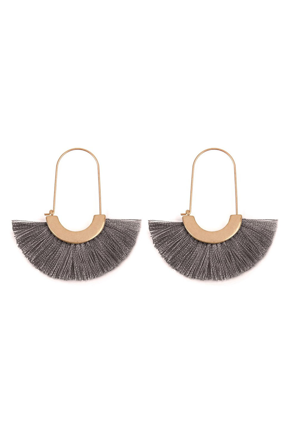 Thumbnail: Mye1038 - Fan Shape Drop Hoop Earrings