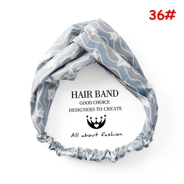Thumbnail: Twist Cross Floral Elastic Knotted Headband