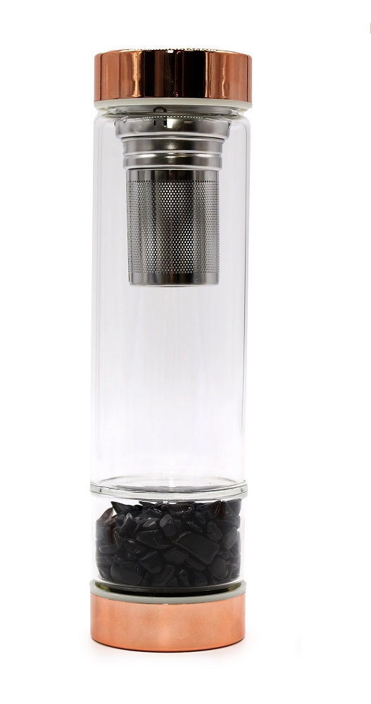 Thumbnail: Rose Gold Crystal Elixir Water Bottle With Tea Infuser 500ML
