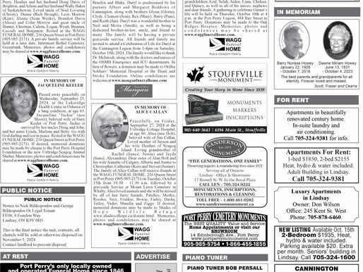 Standard classifieds for the week of October 3, 2024