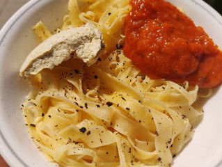 Sourdough Pasta, Whipped Truffle Cream & Tomato Rosemary Sauce