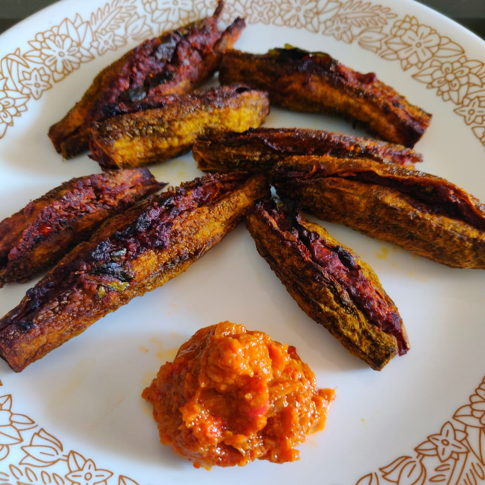 Sun-dried Tomato & Pumpkin Sauce Stuffed Bittergourd