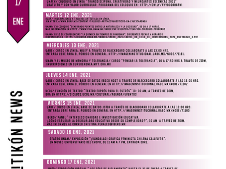 Agenda semanal del 11 al 17 de Enero 