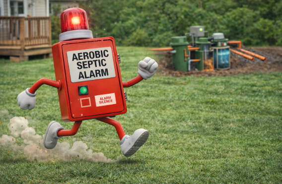 aerobic septic system alarming running around the yard