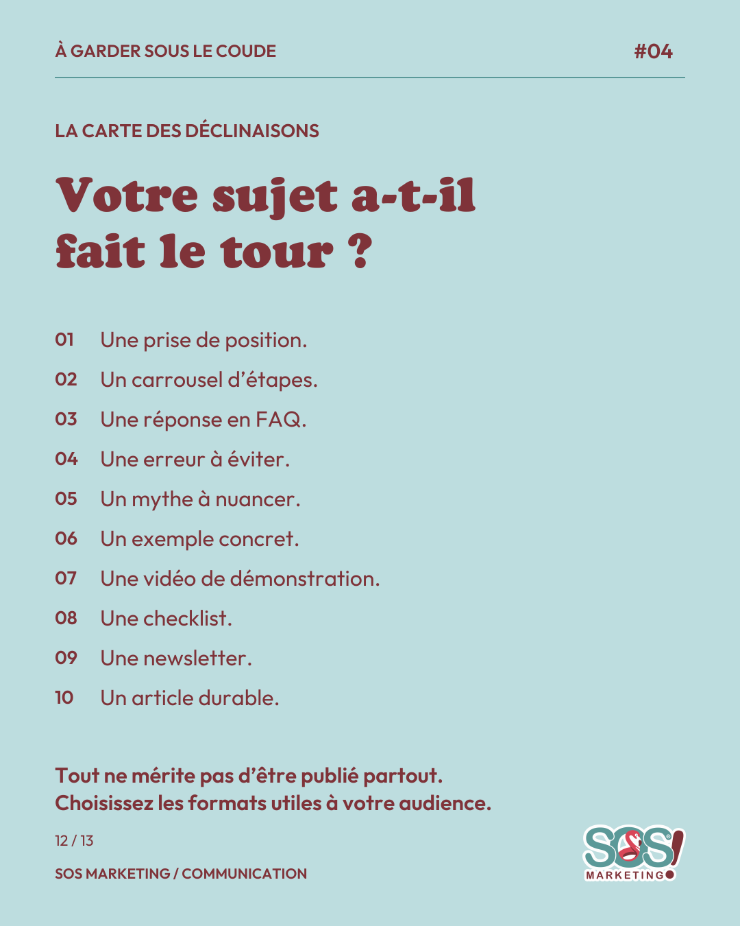 Carrousel : un contenu, dix contenus, page 12 sur 13