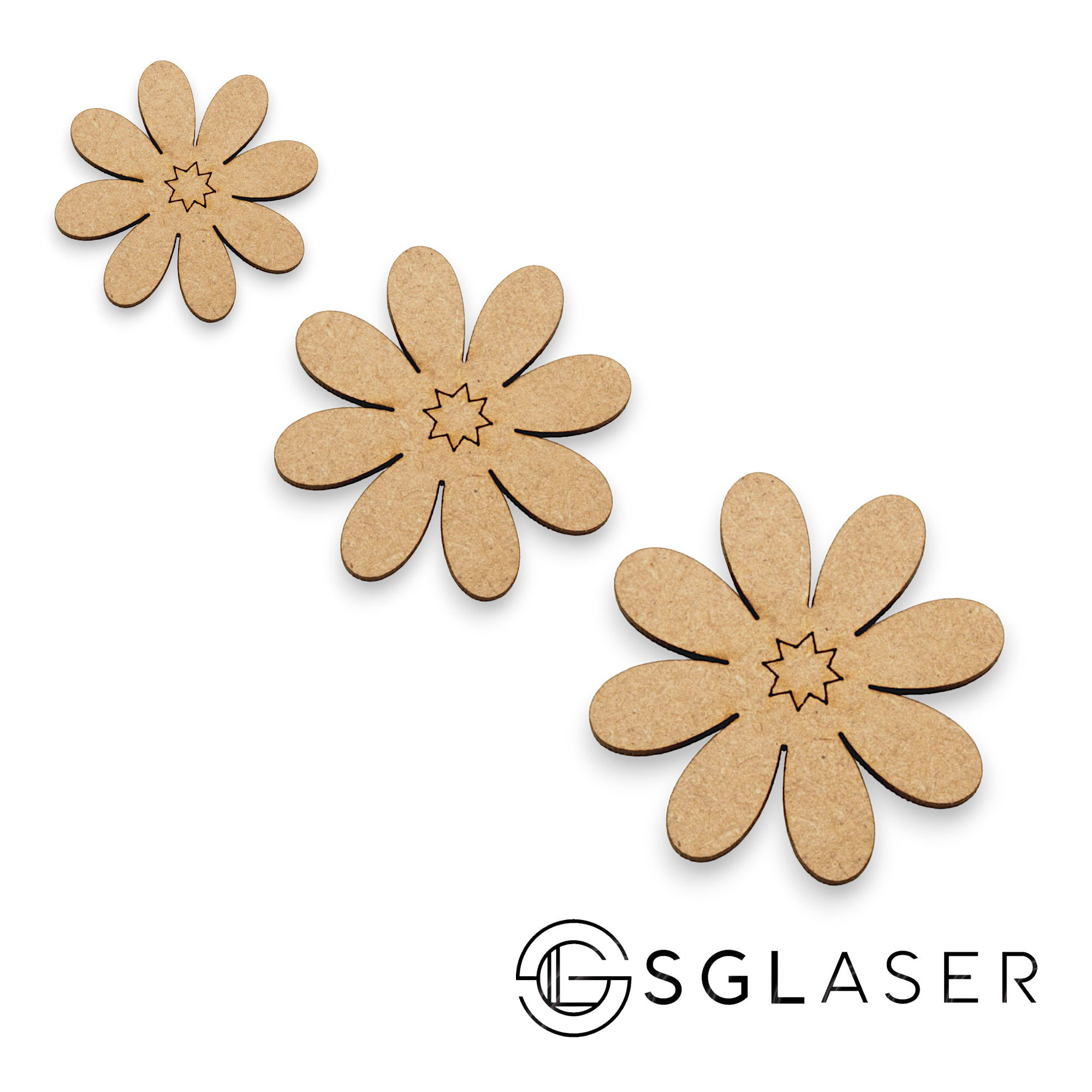 10pcs Wooden flowers | Craft Card Making -A2605