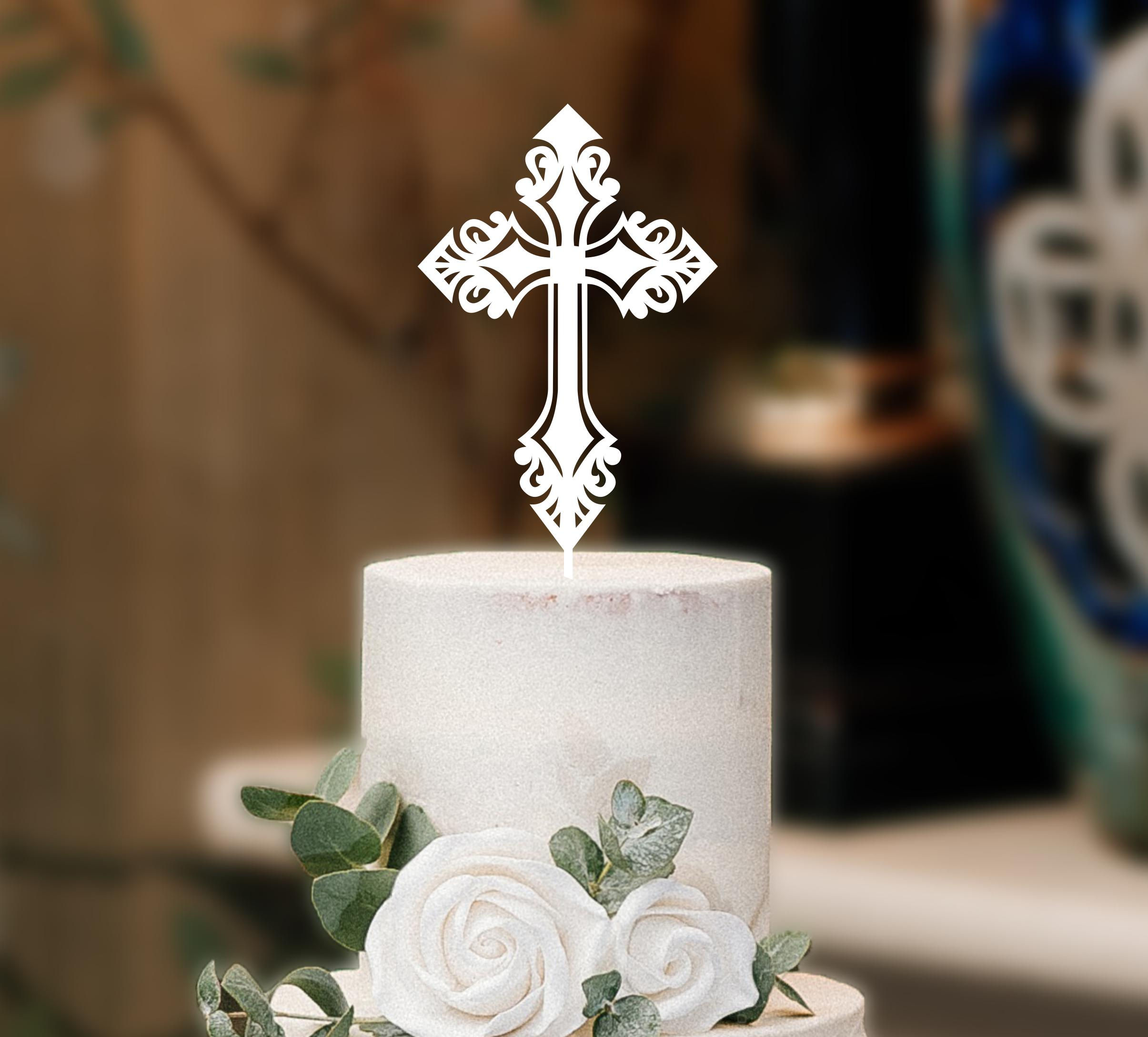 Cross Cake Topper, Baptism, Christening -CT1211