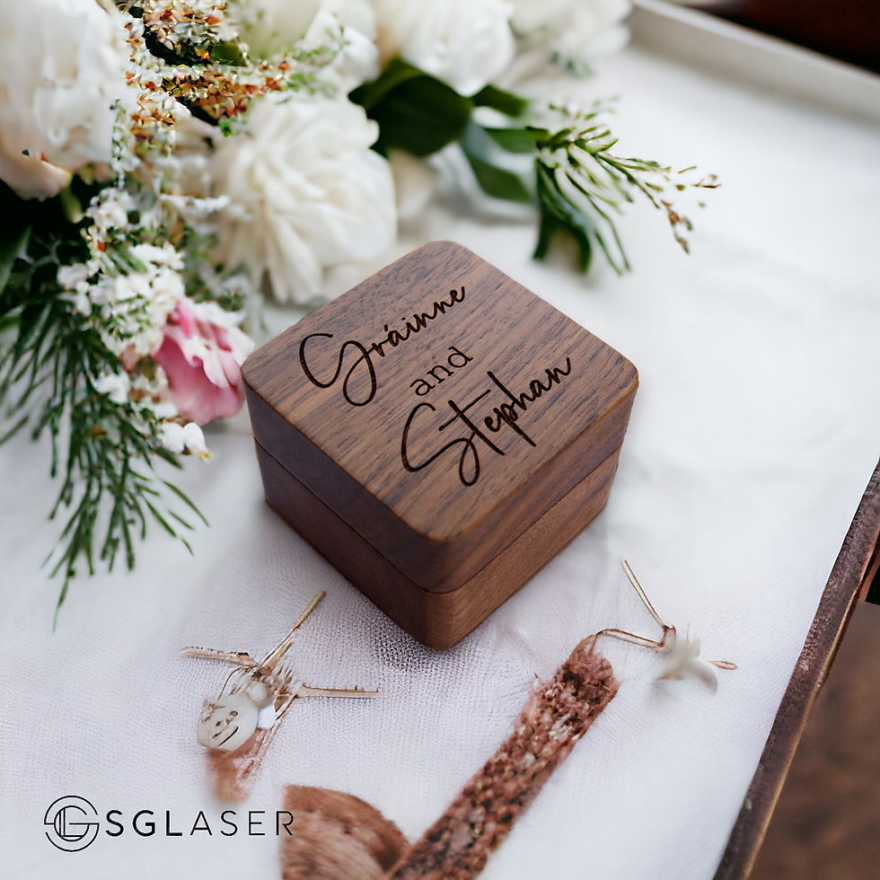 Thumbnail: Engraved Wooden Ring Box | Wedding ring box -RB008