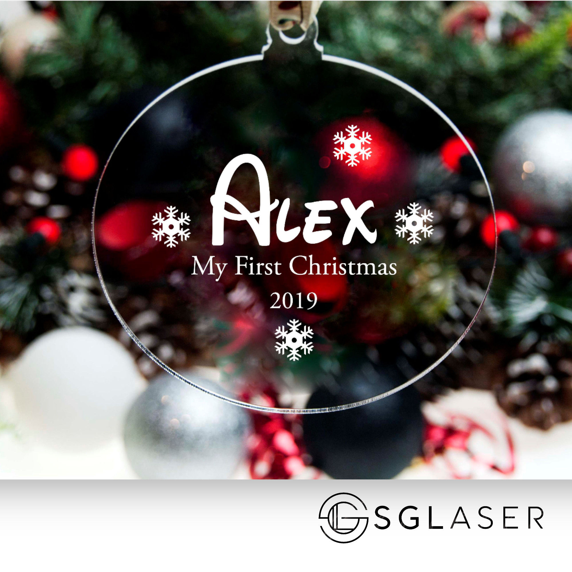 First Christmas name Baubles -AC018