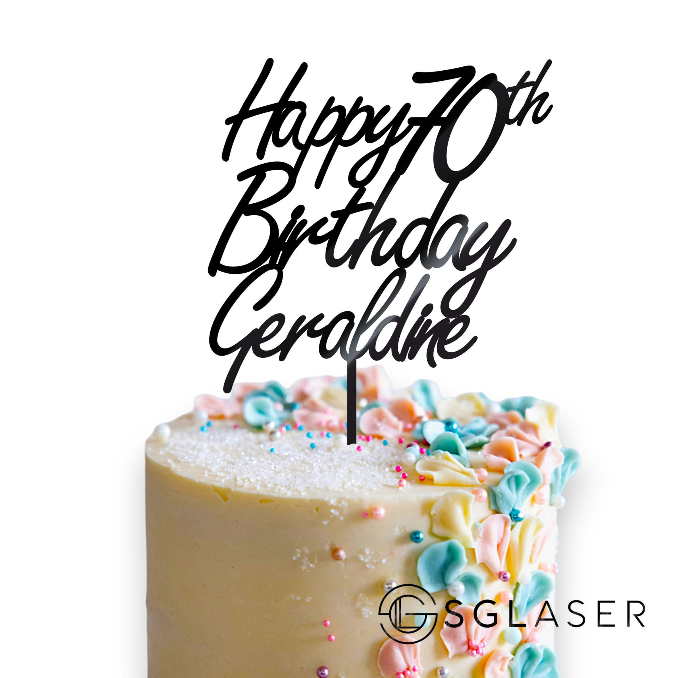 Personalised Happy Birthday Cake Topper Name and Age CT2032