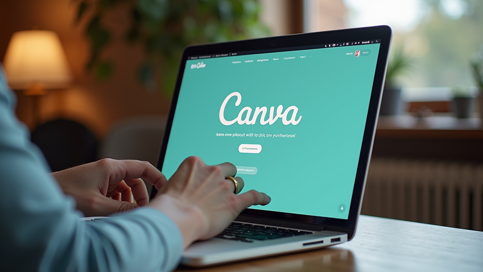 Eye-level view of a laptop displaying Canva's design interface