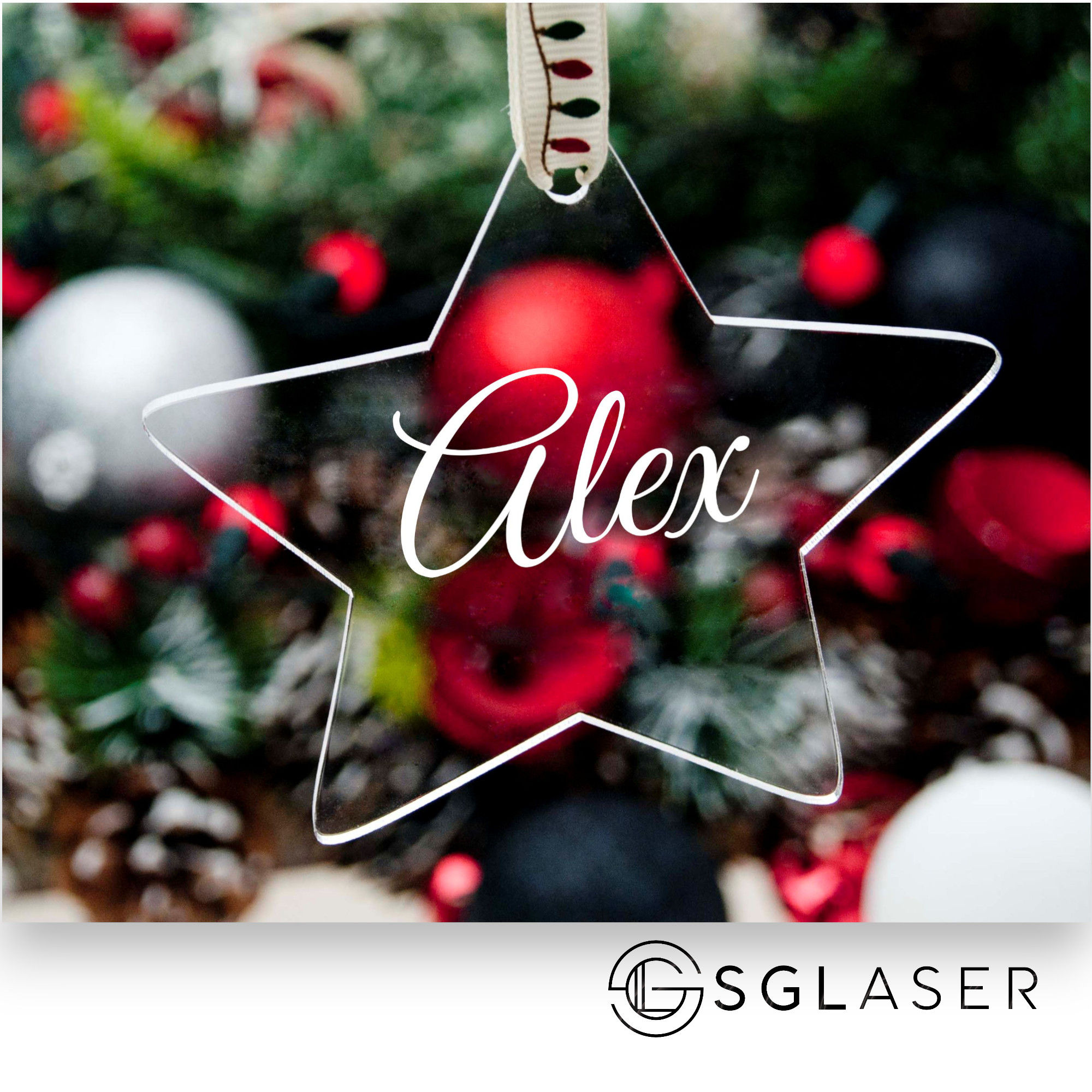 Personalised Christmas Star Baubles -AC019