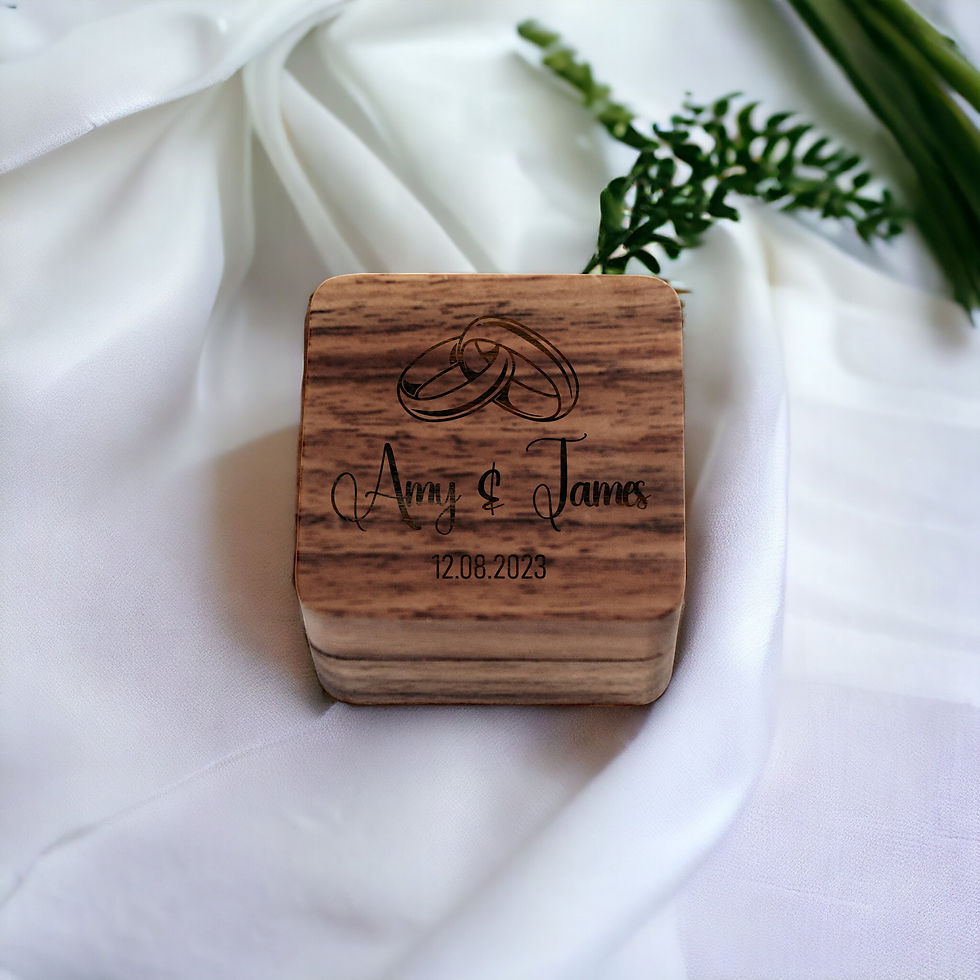 Thumbnail: Engraved Wooden Ring Box | Wedding ring box -RB012